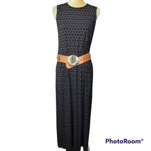 J jill Wearever Collection Maxi Dress Size S Tall Black & Beige Sleeveless